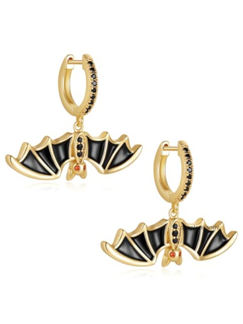 18K Gold Plated Bat Earrings Hoop Dangle Halloween Costume Jewelry